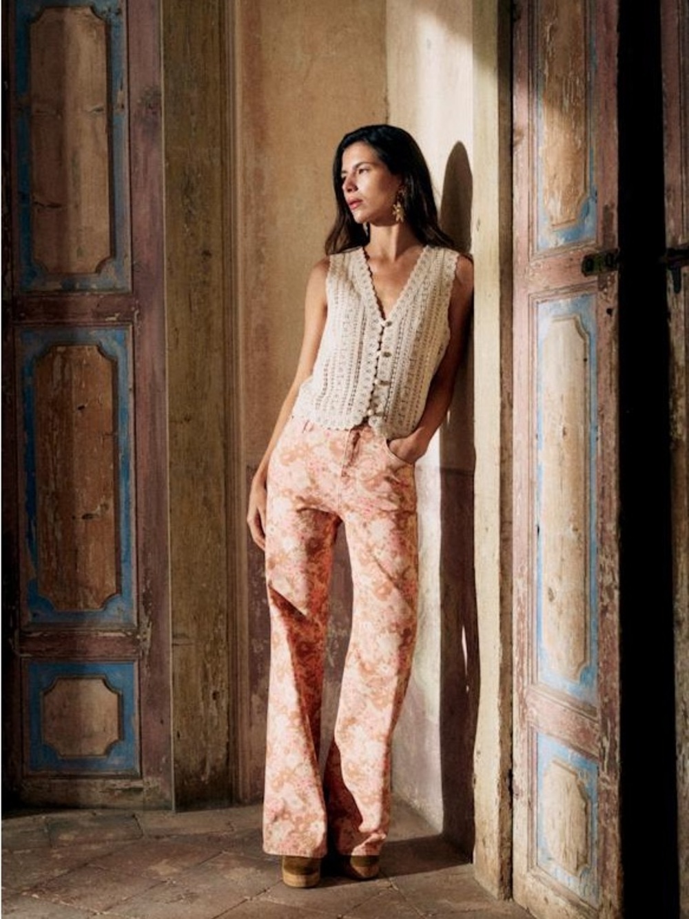 Sezane NEW 70'S TROUSERS Gioia Print Sz2 NWOT